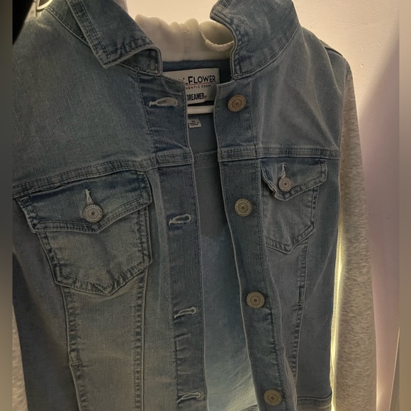 Wallflower Jackets & Blazers - Jean jacket with Sweatshirt Sleeves - Size Medium Youth